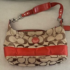 Coach Tan and Red Shoulder Bag